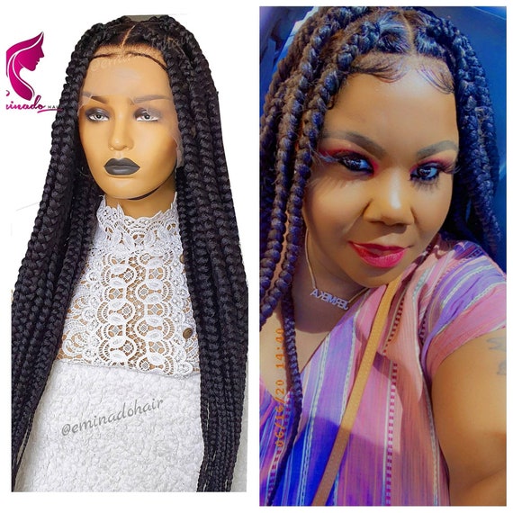 Braided Wig,knotless Big Braids, Chunky Box Braids, Beads, Butt