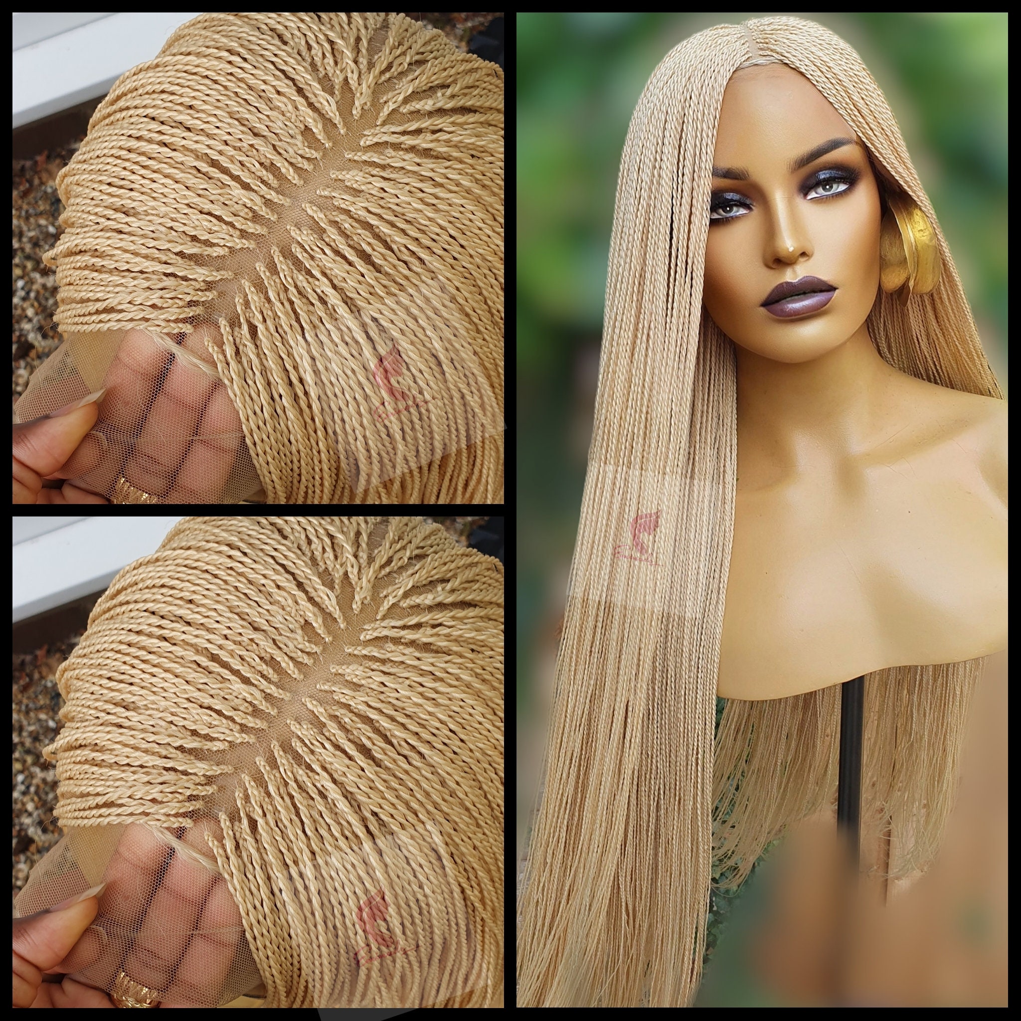 Micro Twists Unit Knotless Braided Wig for Black Women Gift for Women ...