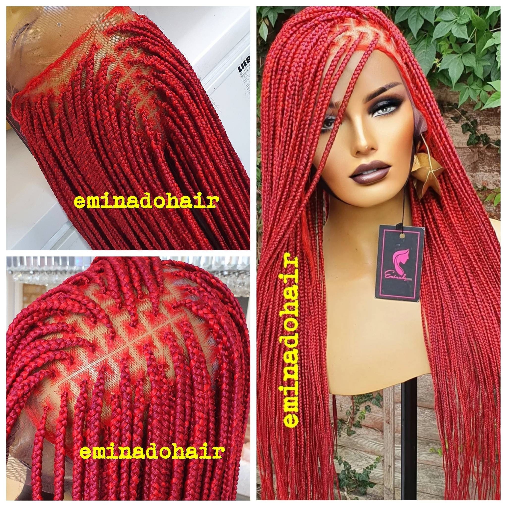 Burgundy Braided Wig With Closure/box Braid Wig for Black Women/knotless  Braids/handmade Wig/custom Made Available/30inches Lenght -  Canada