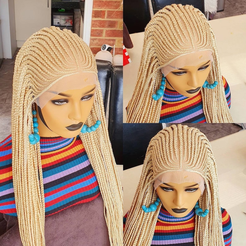 Braided Wig. Ghana Weave Cornrow Platinum Blonde Wig Etsy