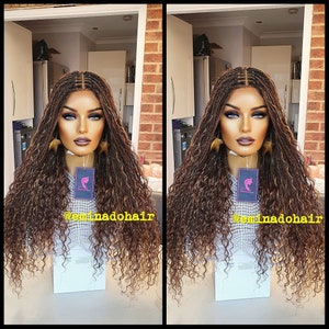Knotless braid wig for black women gift for women  full lace front wig cornrow wigs dreadlock faux loc wig twist box braid wig Ombre 3 tone