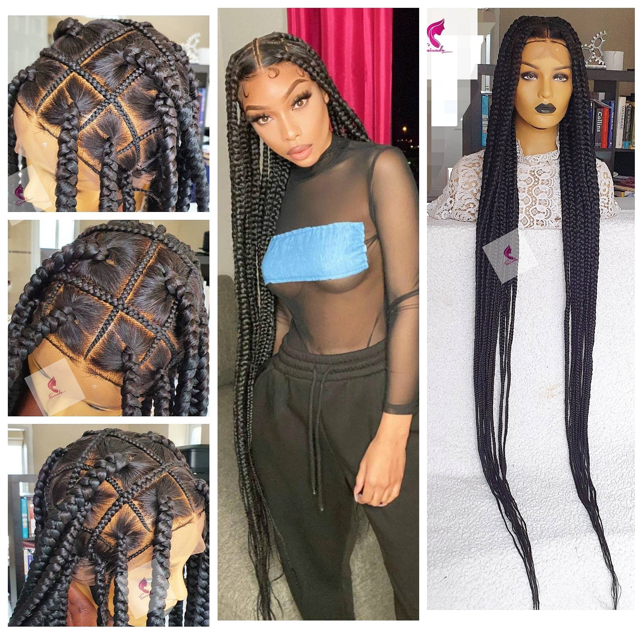 Braided Wig,braidswig Chunky Box Braids Jumbo Box Braids Wigs for Black  Women Full Lace Wig, Long Lenght Braids Free Shipping Jumbo Twists 