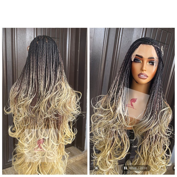 Ready to ship Knotless box braided wig for black women black french braids wig in mini frontal unit braids wig on sale.Cheap braided unit