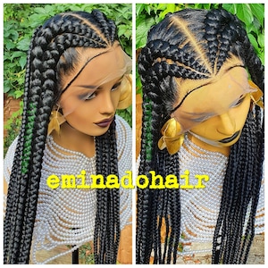 Ready to Ship Knotless braid wig for black women gift for women  full lace front wig cornrow wigs dreadlock faux loc wig twist box braid wig