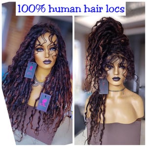 Pure Human Hair dread Locs,Glueless Braided Wig,Braids wig for black women handmade skinny locs wig Full lace human hair loc