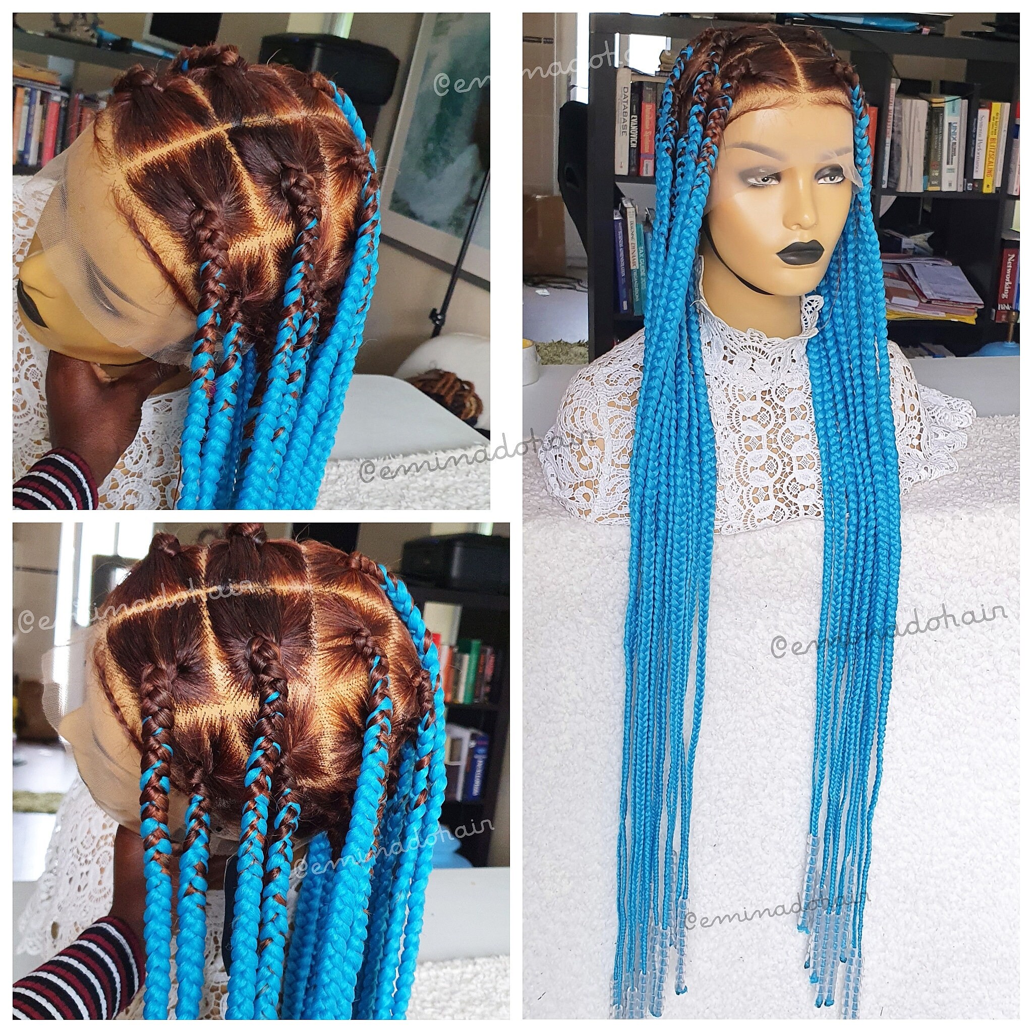 Blue wig with braids Clearance