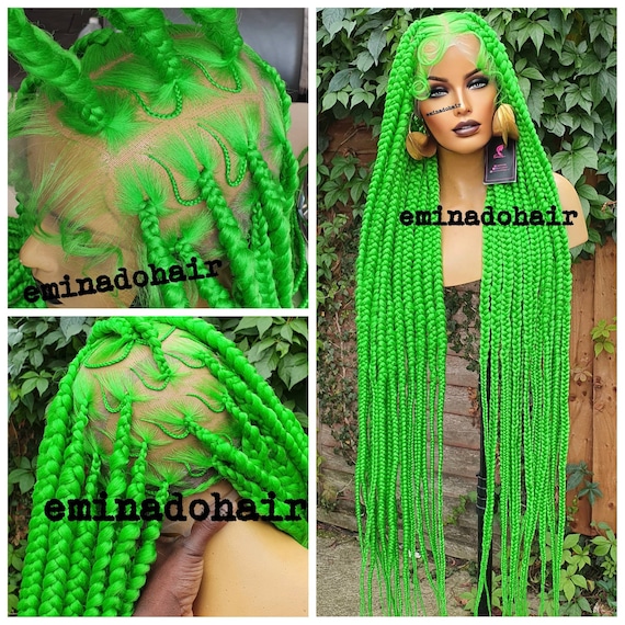 Green Box Braid Wig, Wigs for Black Women, Light Weight Braided