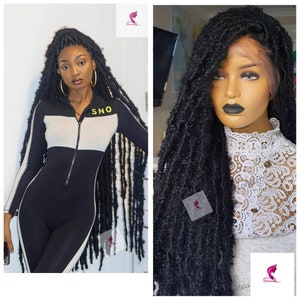 Distressed Locs, Braided Wig, butterfly locs, 45inches.  braids wig.Faux locs, boho locs, free shipping. Wig for Black women. Gift for women