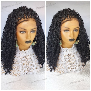 Braided Wig, Spring twists braids wig, short wig, Full frontal, wig for Black women, free shipping. Gift for women