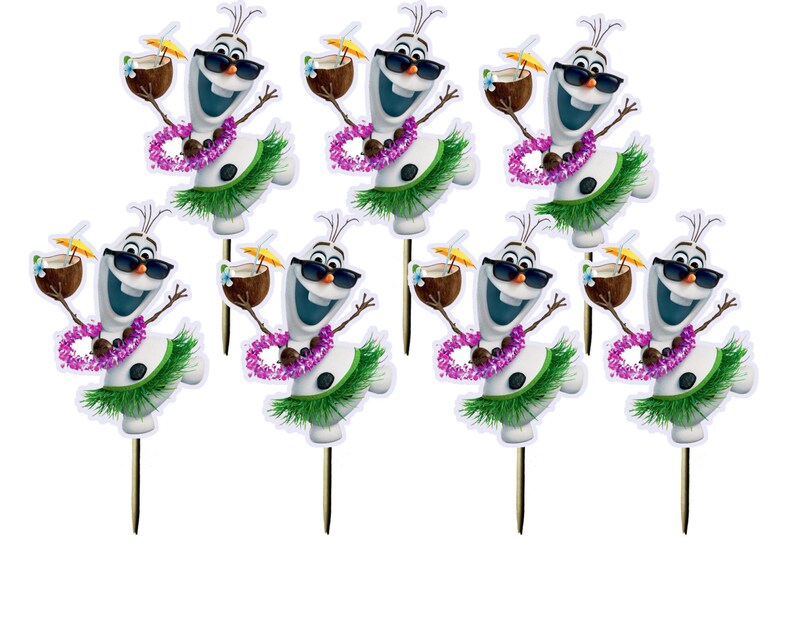printable disney frozen olaf luau cupcake topper cupcake pick etsy