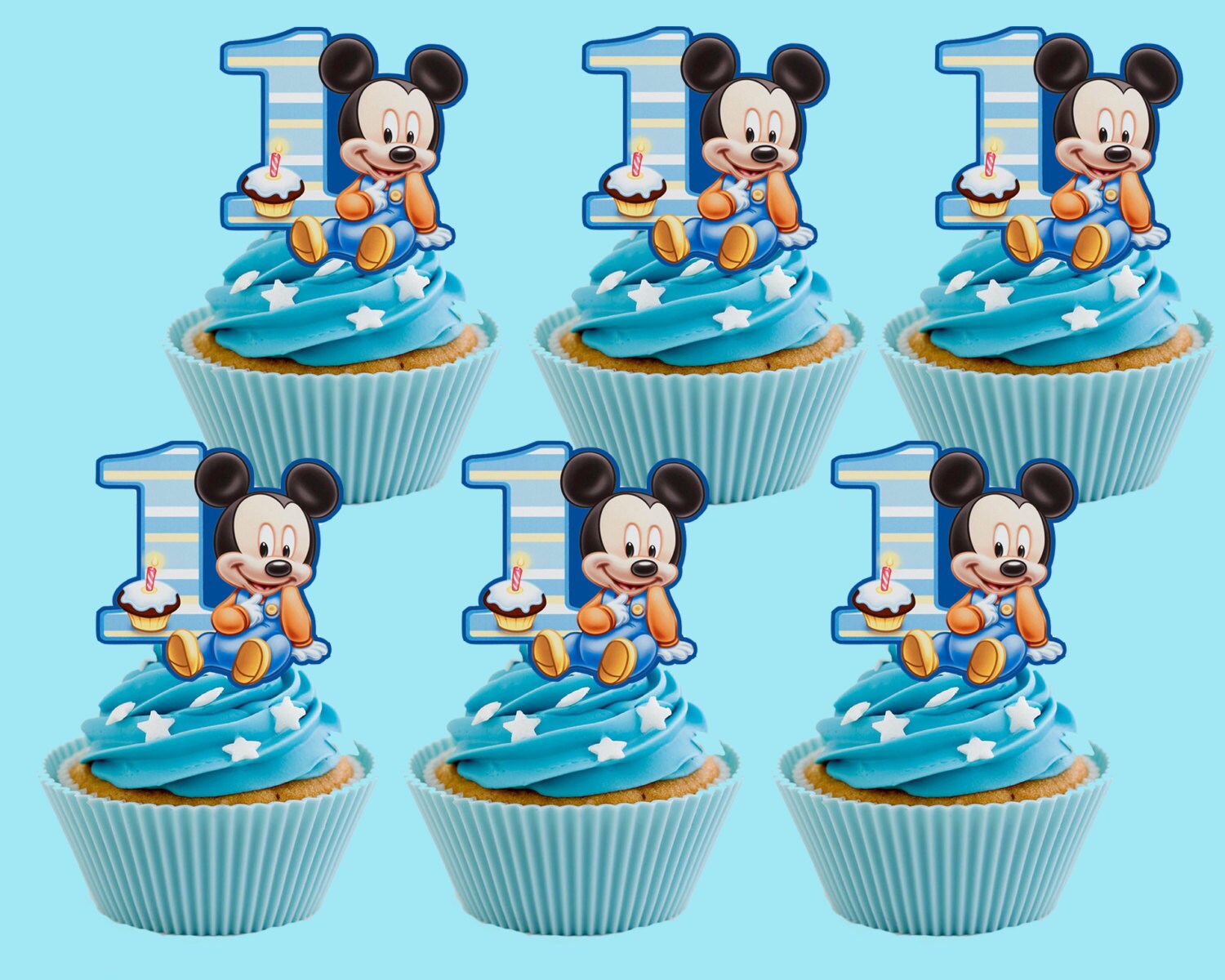 Bebe Mickey Mouse Cupcake Toppers Magdalena De La Seleccion Etsy