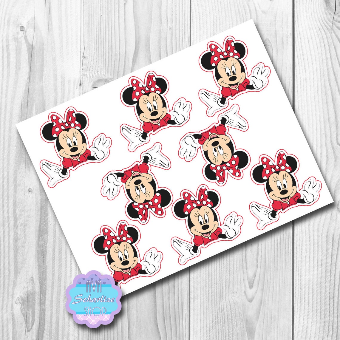 Minnie Mouse Cupcake Toppers Cupcake Picks PRINTABLE You Etsy