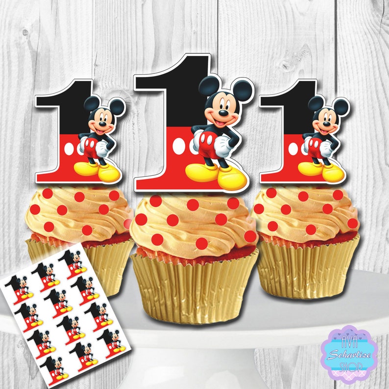 PRINTABLE Mickey Mouse Cupcake Toppers Cupcake Picks INSTANT | Etsy