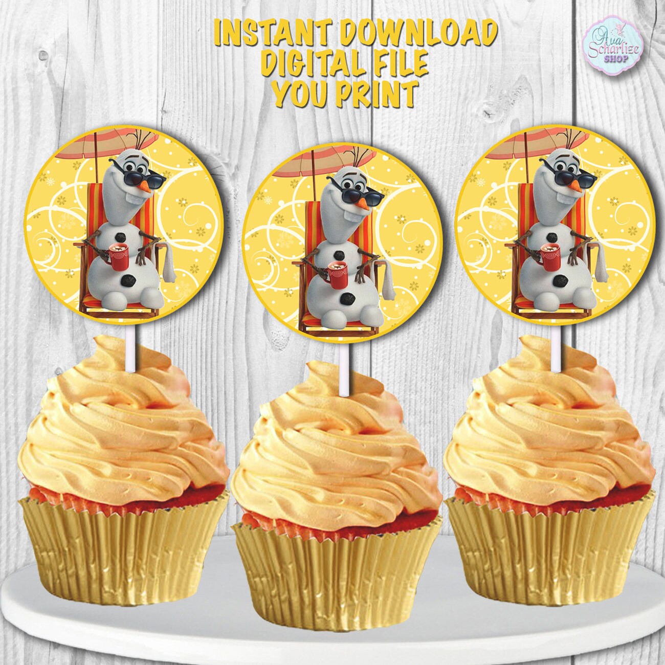 disney frozen olaf cupcake toppers olaf summer cupcake etsy