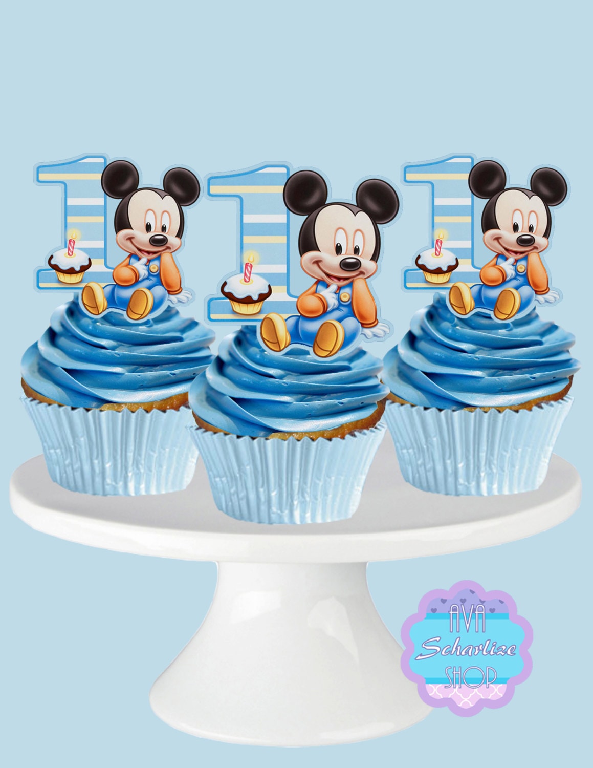Baby Mickey Mouse Cupcake Topper Cupcake Pick Etsy
