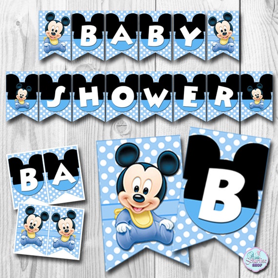 Bebe Mickey Mouse Bebe Ducha Banner Banner Mickey Mouse Bebe Etsy