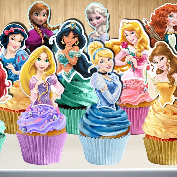 PRINTABLE Disney Princess Cupcake Toppers, Princess Cupcake Picks, You Print