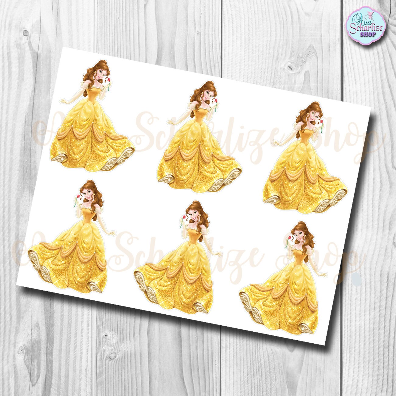 Princess Belle Cupcake Toppers Beauty and the Beast Cupcake | Etsy