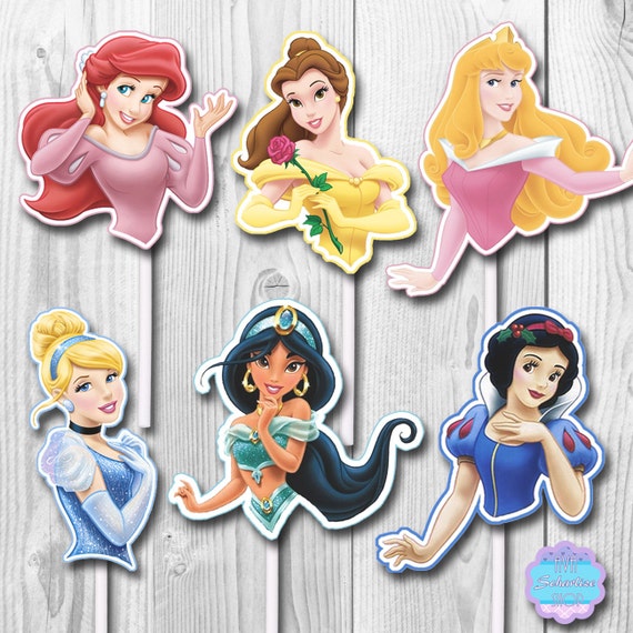 Download Printable Disney Princess Cupcake Toppers Cupcake Picks Etsy