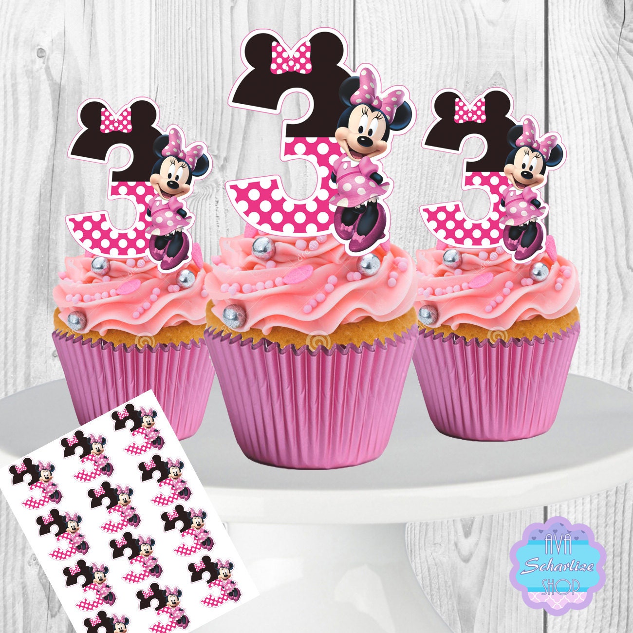 PRINTABLE Minnie Mouse Cupcake Toppers Minnie Mouse Cupcake | Etsy