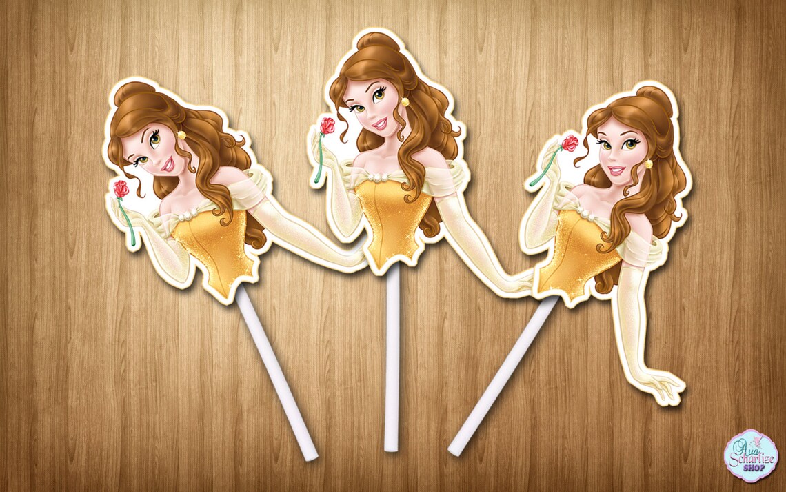 Princess Belle Cupcake Toppers Disney Princess Belle Cupcake | Etsy