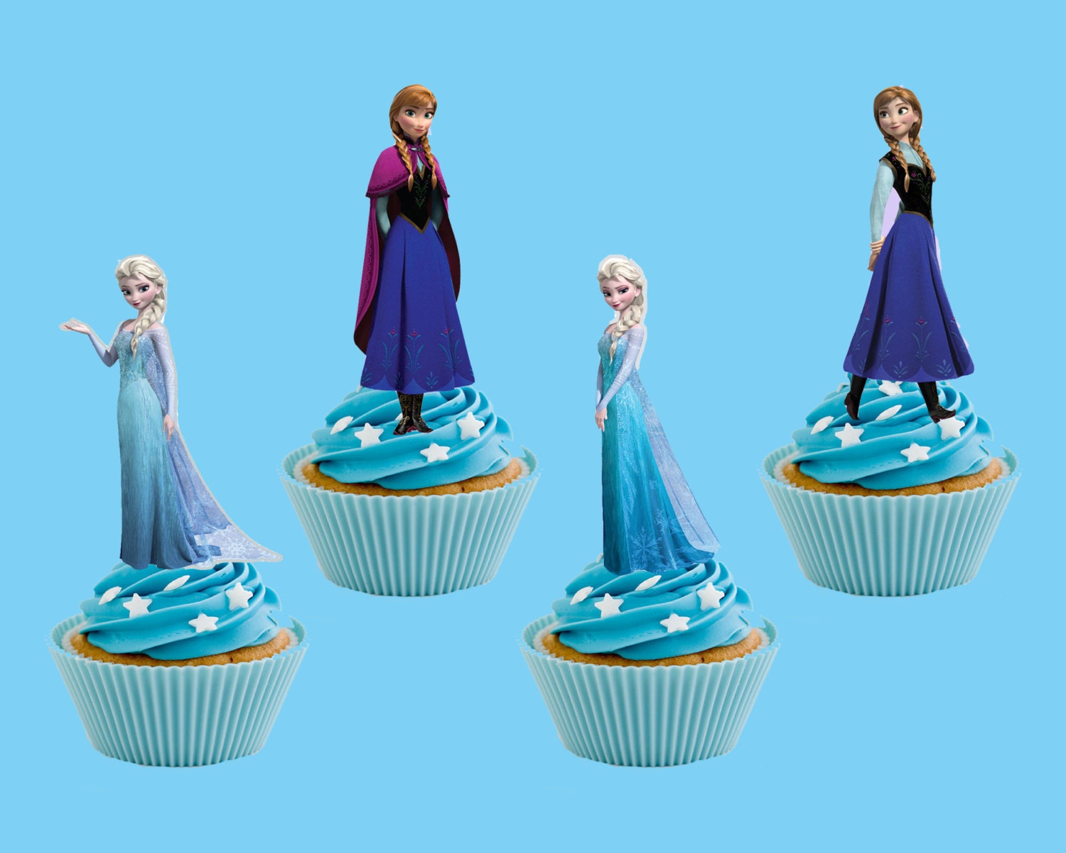 Instant Download Disney Frozen Ana And Elsa Cupcake Toppers Etsy