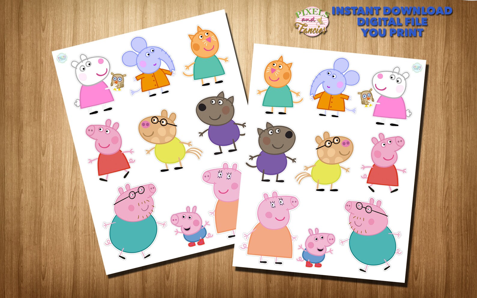 PRINTABLE Peppa Pig Cupcake Toppers Peppa Pig Cupcake Picks Etsy