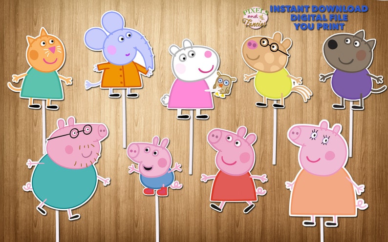 PRINTABLE Peppa Pig Cupcake Toppers Peppa Pig Cupcake Picks | Etsy