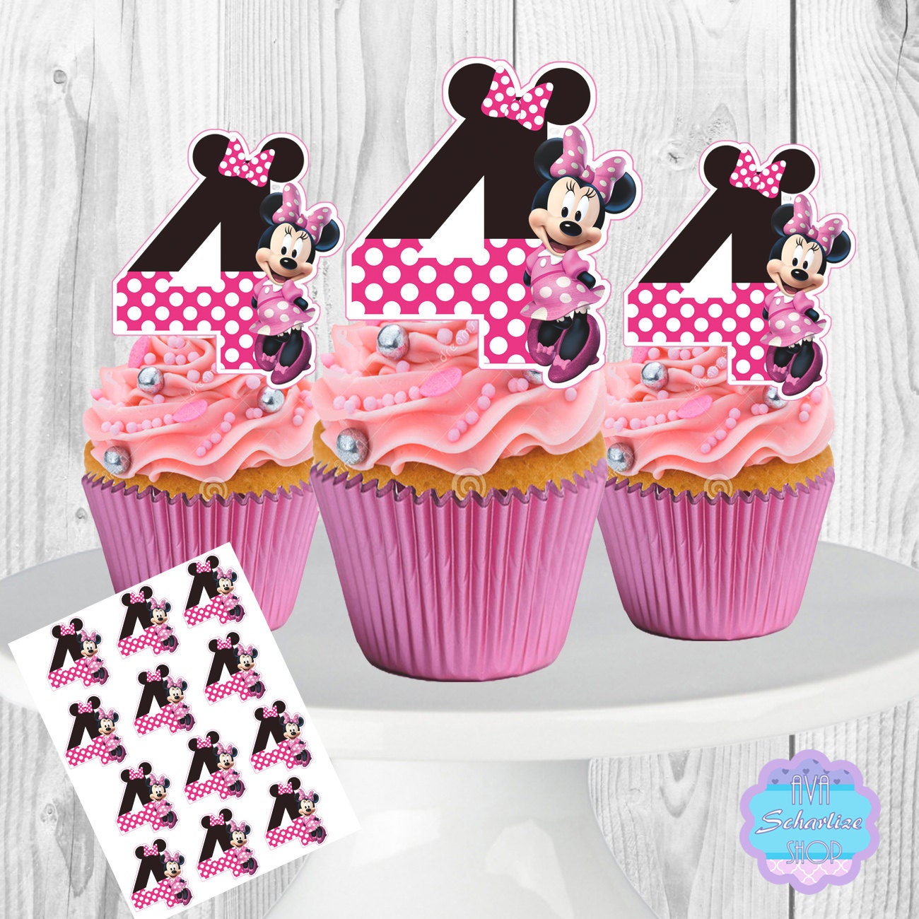 PRINTABLE Minnie Mouse Cupcake Toppers Cupcake Pick 4th | Etsy