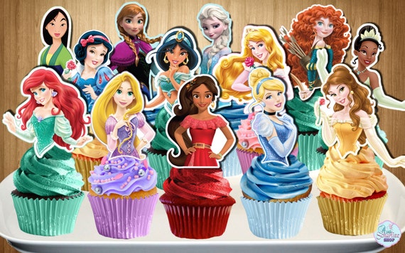 Printable Disney Princess Cupcake Toppers Disney Princess Etsy