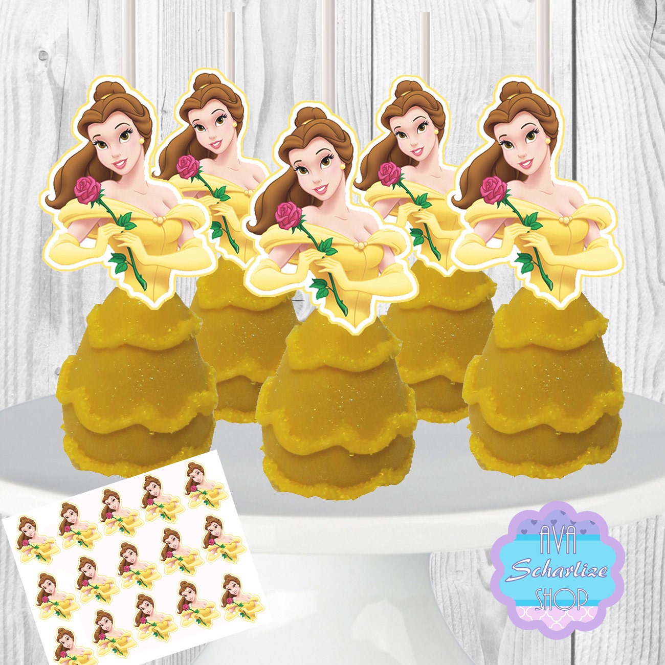 Disney Princess Belle Cake Pop Toppers Cupcake Toppers | Etsy
