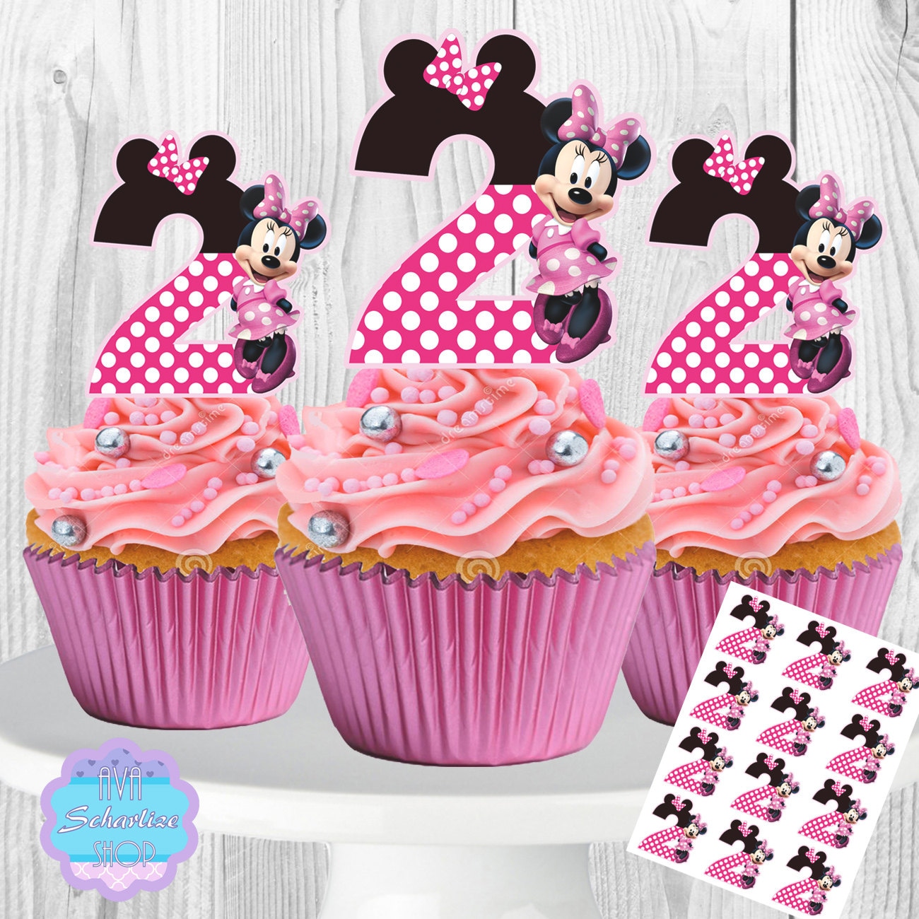 PRINTABLE Minnie Mouse Cupcake Toppers Cupcake Picks 2nd Etsy