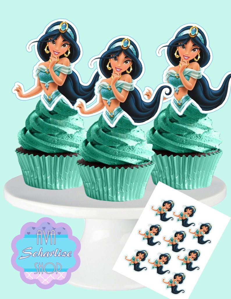 Princess Jasmine Cupcake Toppers Princess Jasmin Cupcake Etsy