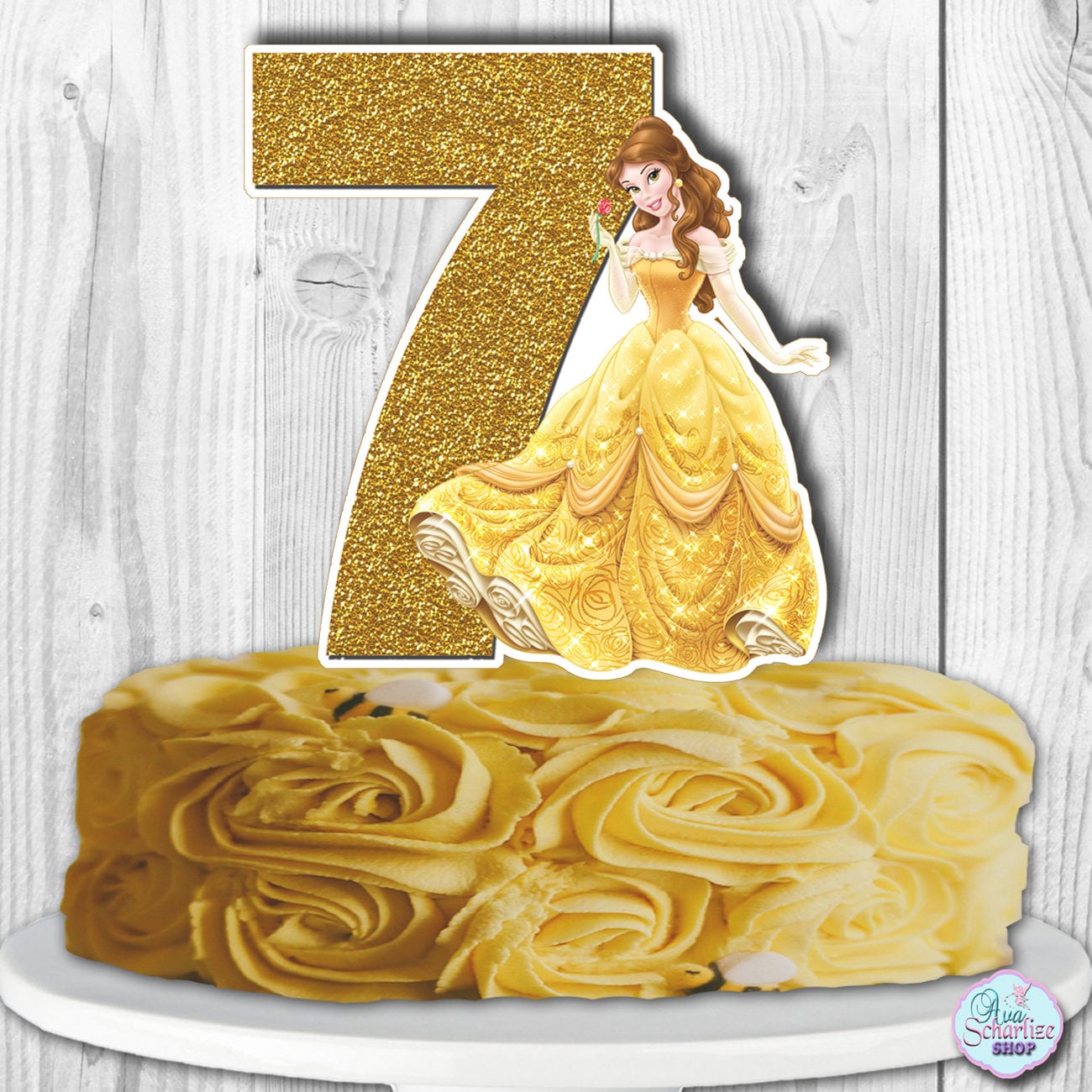 Belle Cake Topper Disney Princess BELLE Cake Topper Princess | Etsy