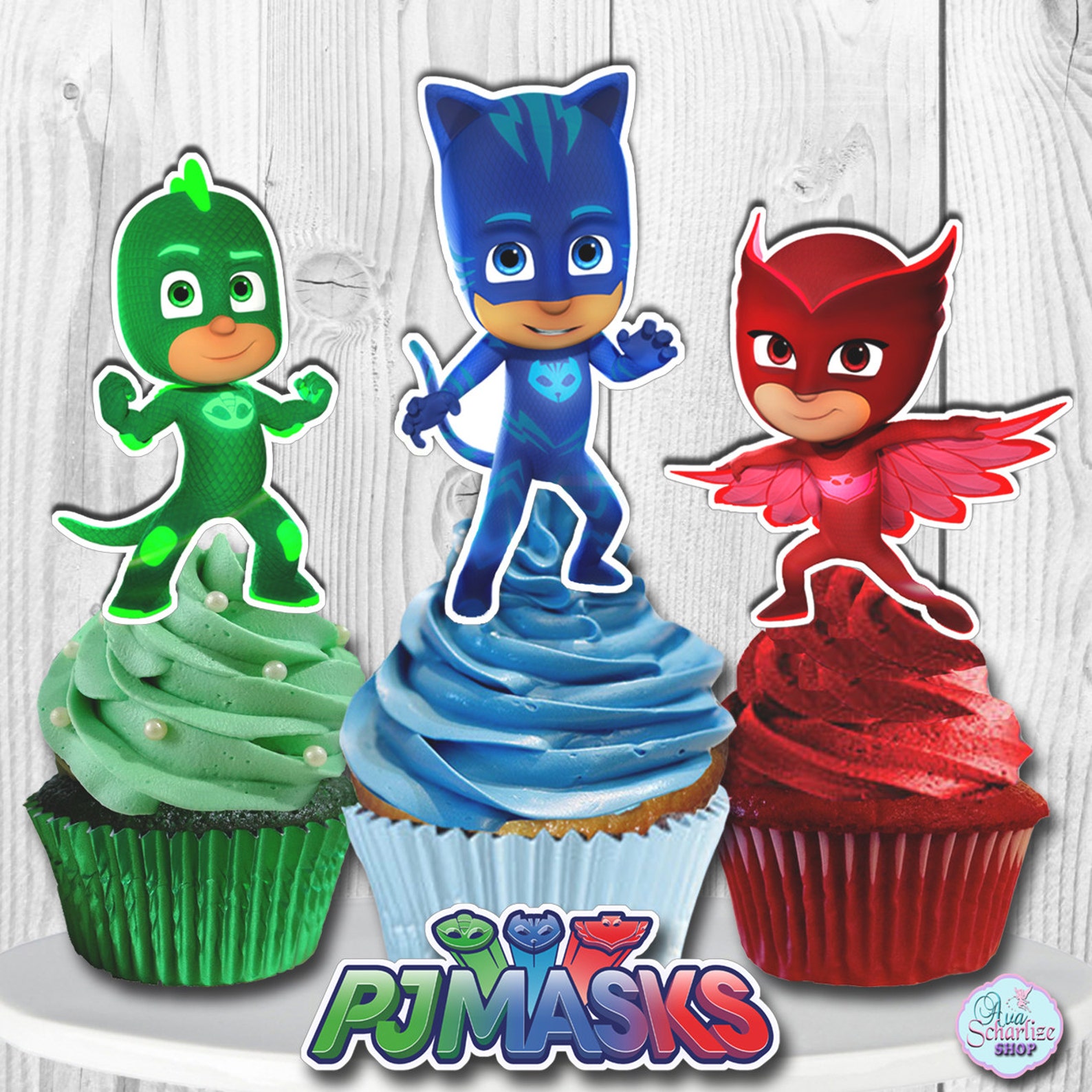 PJ MASKS Cupcake Toppers Cupcake Picks Doublesided 2 Etsy