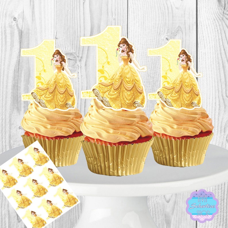 Princess Belle Cupcake Toppers Cupcake Picks DIY Printable | Etsy