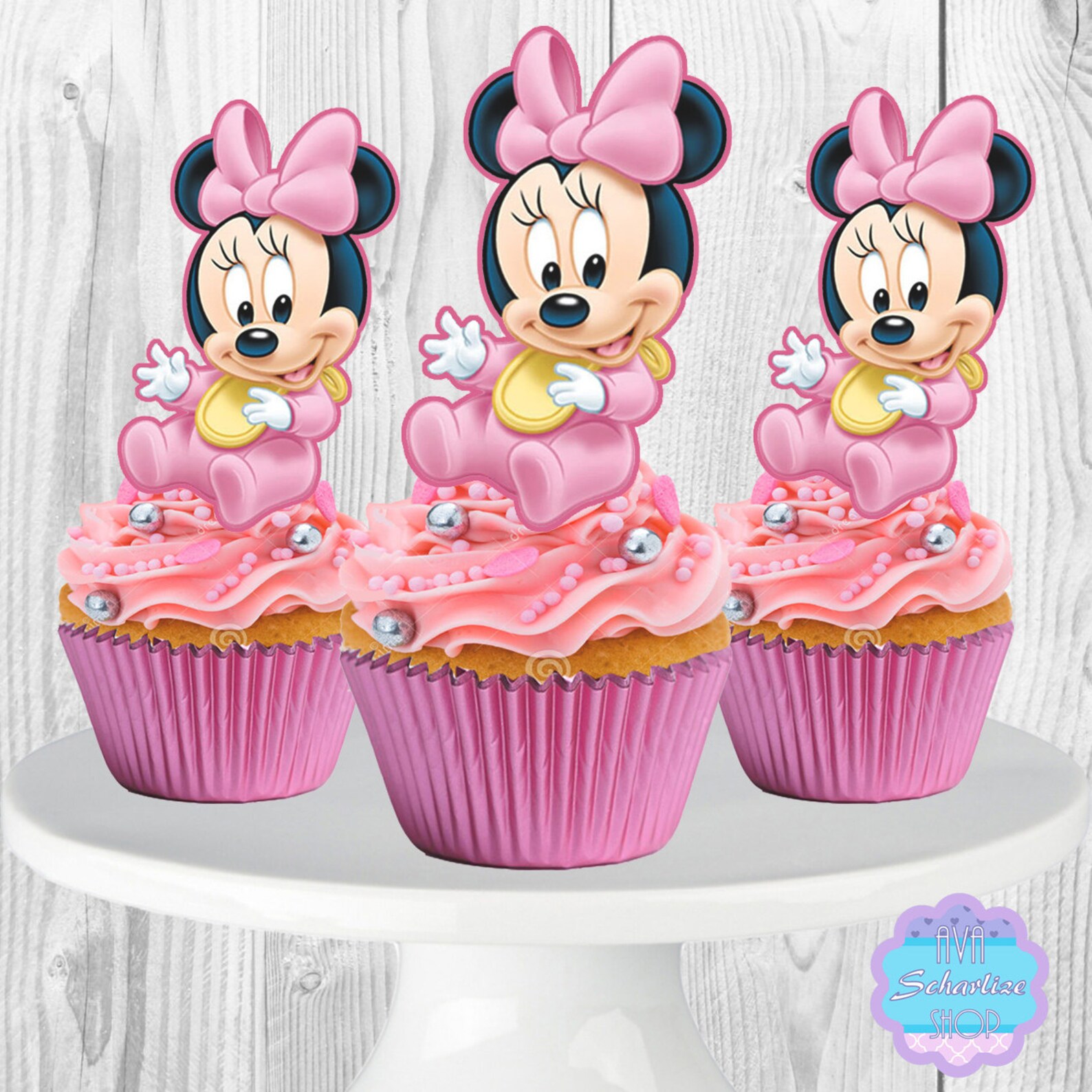 Baby Minnie Mouse Cupcake Topper Cupcake Pick Etsy