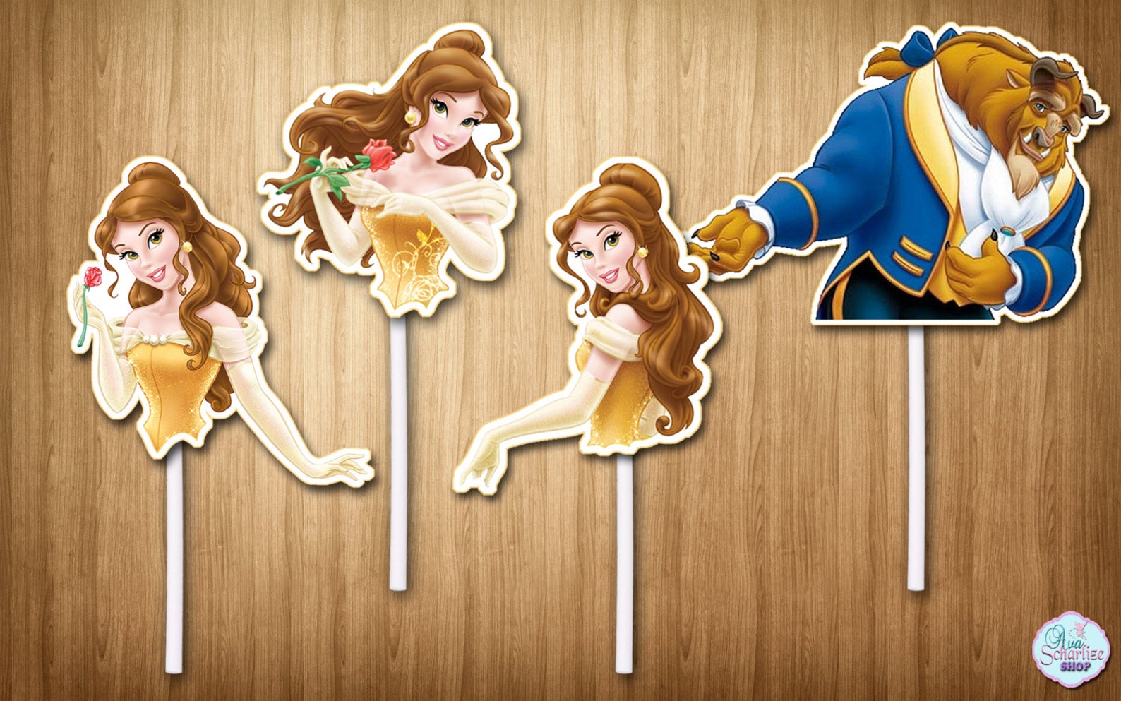 Beauty and the Beast Cupcake Toppers Princess Belle Cupcake | Etsy