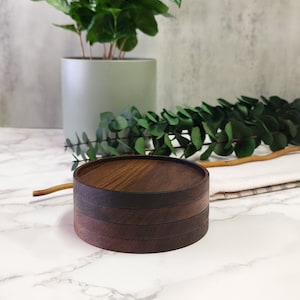 Image showcasing 4 Set Mid Century Modern Walnut Minimalist Coasters for Dining, Tables ...
