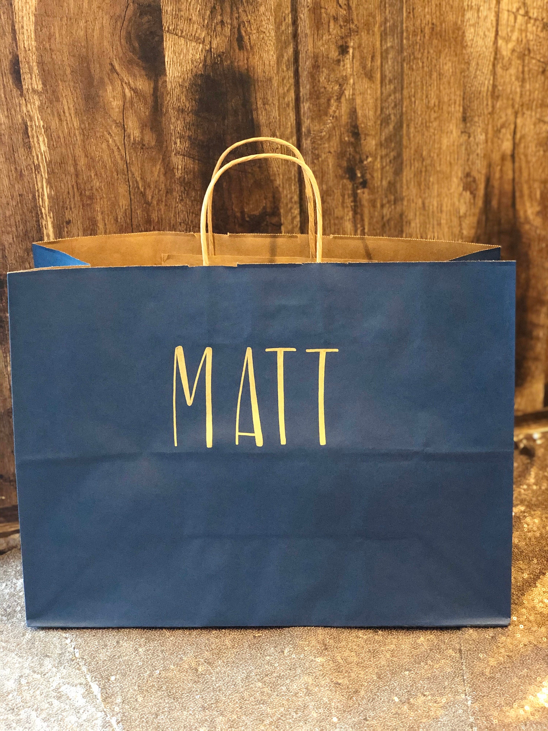 Personalized Gift Bag LARGE Navy Blue with Gold Etsy
