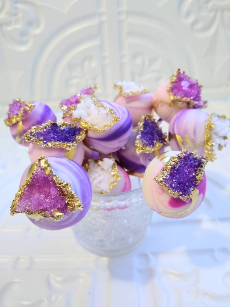 Gorgeous Sedona Dessert Geode Inspired white chocolate lemon truffles, wedding party favors, party favors, gemstones, druzy. 