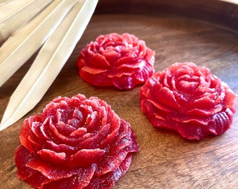 Kohakutou Candy Peonies! Gorgeous food for gifts, parties, and weddings! Flower shaped vegan candy in fruity flavors!