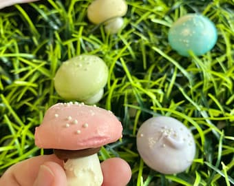 Mushroom Meringue Cookies Mushroom Cake Toppers Mushroom themed cake Log cakes Forest baby shower Forest party kawaii cute food