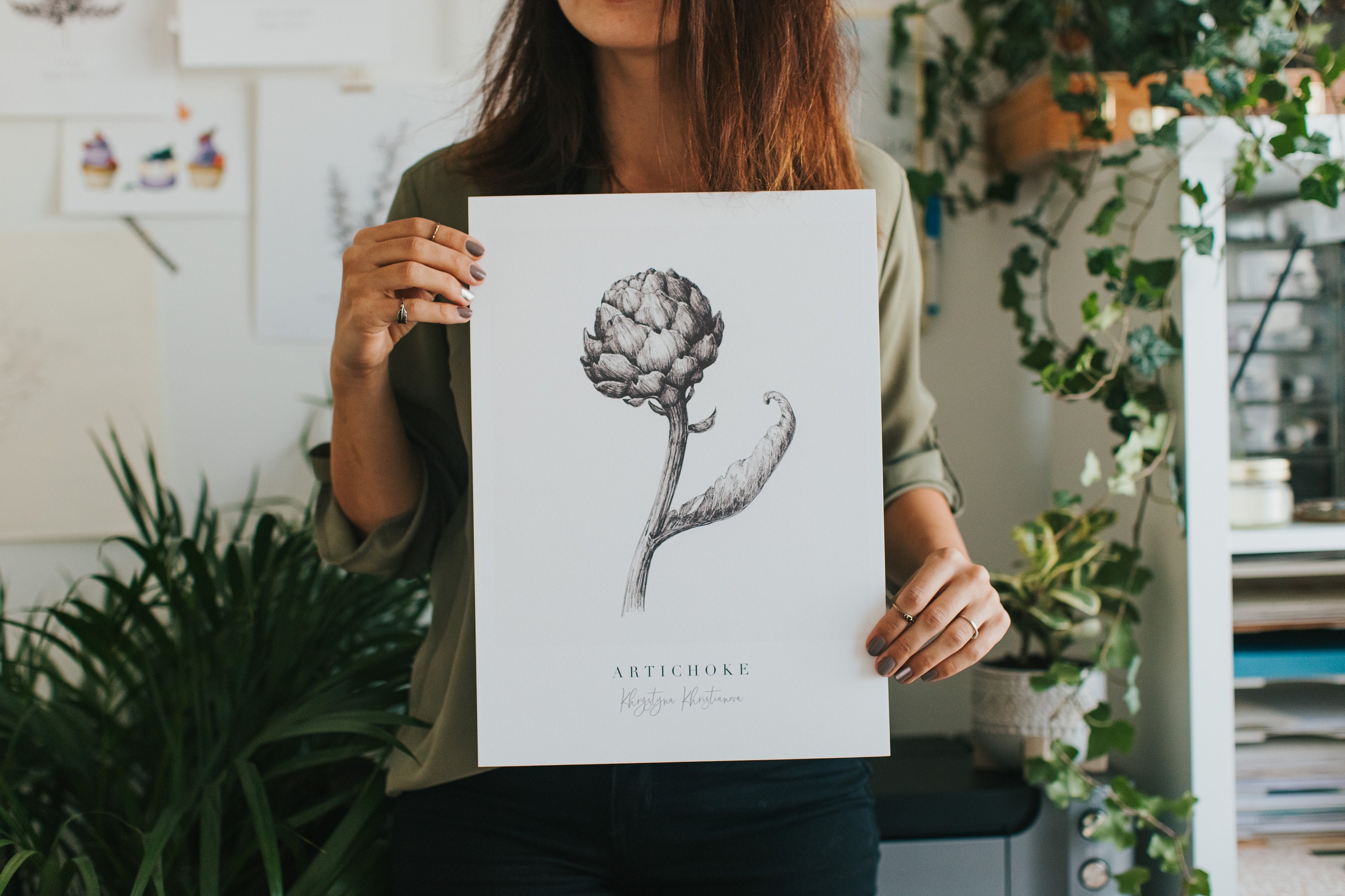 Printable Artichoke Print Flower Illustration Kitchen Food | Etsy