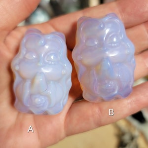 Pink Opalite Fox Nine Tail Goddess Statue: Kitsune Yōkai Carving