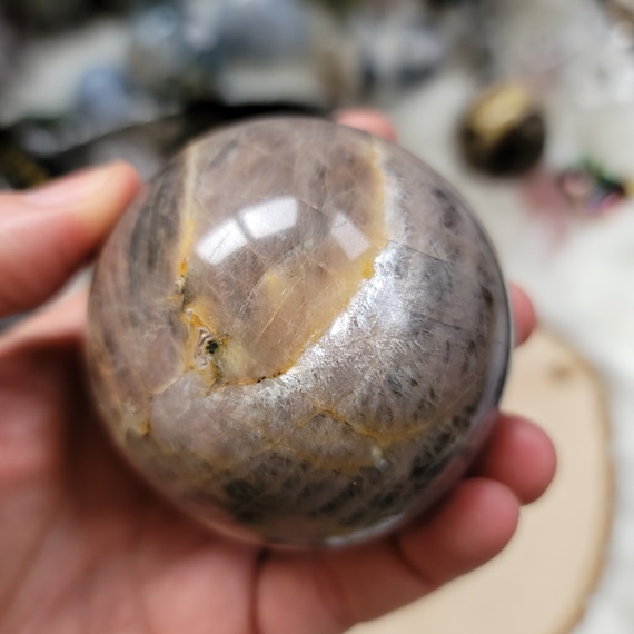 ブラックムーンストーン スフィア 67.8 mm 2.67インチ 直感力と内なる