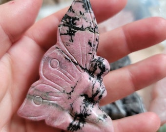 Carved Rhodonite Fairy Totem: Forest Spirit Stone (3 in)