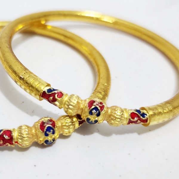 Blue Red Original Thai Bracelet Gold Leaf Bangle Temple  Bring Love Happiness Prosperity Wealth Health Blessed Buddha Amulet Charm