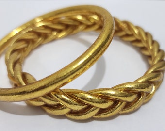 Original from Thai Bracelet Braided Gold Leaf Temple Bangles Love Happiness Prosperity Wealth Health Blessed Buddha Amulet Charm Perfect