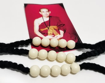 Sällsynt svart Sai Sin heligt thailändskt armband Lope välsignat tempelarmband skyddar magisk pengamakt välsignad Buddha amulettberlock perfekta talismaner